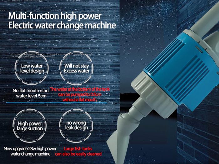 20/28W Electric Aquarium Fish Tank Water Change Pump Aquarium Cleaning Tool Water Changer Gravel Cleaner Siphon Filter Pump