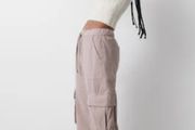 Fab Pull &amp; Bear Dusky Pink Cargo Trousers  Size Large UK 14