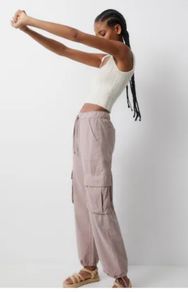 Fab Pull & Bear Dusky Pink Cargo Trousers  Size Large UK 14