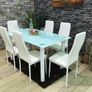 Modern Glass Dining Table Set Seats 6, White Image 2