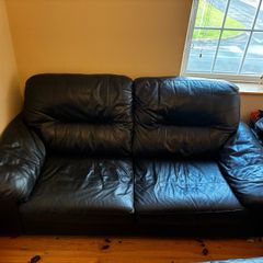 Free Black Leather Sofa 1x 3 seat 2x single seat