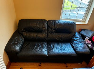 Free Black Leather Sofa 1x 3 seat 2x single seat