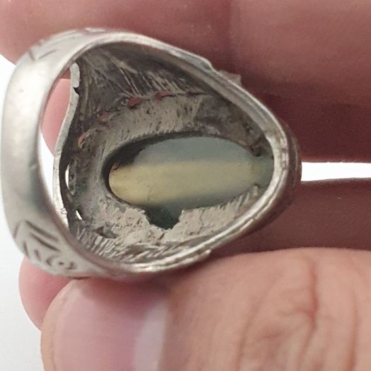 Ancient Handmade Brass With Antique Jade Ring