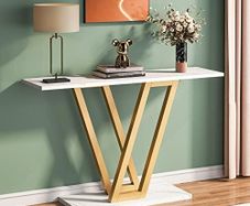 Console Table, Industrial Hallway Table for Entrance Area, 110 cm Entrance Tables, Narrow Sofa Table, Side Table for Living Room, Sturdy Metal Frame & Easy Assembly