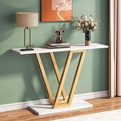 Console Table, Industrial Hallway Table for Entrance Area, 110 cm Entrance Tables, Narrow Sofa Table, Side Table for Living Room, Sturdy Metal Frame & Easy Assembly