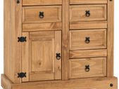 Corona 1 Door 4 Drawer Sideboard in Distressed Waxed Pine