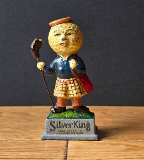 Vintage Cast Metal Golf Figures  Heavy Collectors Pieces  Dunlop  Silver King