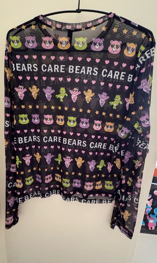 H&M Divided Care Bears Patterned Black Mesh Jumper