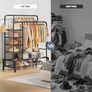 Clothes Rails for Bedroom - Heavy Duty Clothes Rail with Double Hanging Clothing Rail, Shoe Rack, Storage Shelves & 4 Coat Hooks, Clothes Rack for Closet, Laundry, Shop (Modern, Black) Image 5