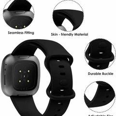 LARGE Silicone Band Strap Buckle For Fitbit Versa 3, Versa 4, Sense, Sense 2