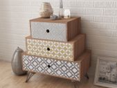Nightstand with 3 Drawers Brown