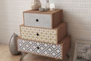Nightstand with 3 Drawers Brown
