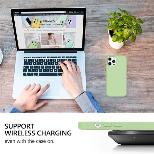 Liquid Silicone Case For iPhone 12 Pro Max Luxury Thin Soft Phone Cover New Matcha Green - FHT9IP12PMLK