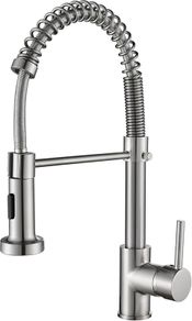 Kitchen Tap, Spring Sink Mixer Taps with Pull Down Sprayer, 2 Spray Modes High Arc Swivel 360 Single Handle Lever Kitchen Tap (Brushed Nickel