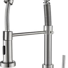 Kitchen Tap, Spring Sink Mixer Taps with Pull Down Sprayer, 2 Spray Modes High Arc Swivel 360 Single Handle Lever Kitchen Tap (Brushed Nickel