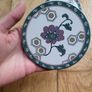 Set of 2 small ceramic coasters folk flowers NEW Image 2