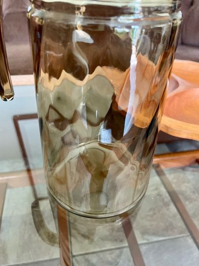Vintage 1960s French Glass Jug with Decorative Swirling Design