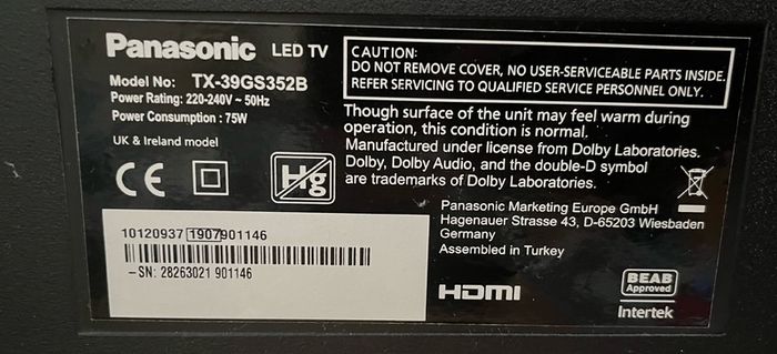 Panasonic 39" Smart TV
