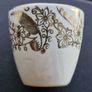 Vintage ARKLOW 1 Egg cup and 3 Saucer's white with Golden Flower Leaf Pattern Image 7