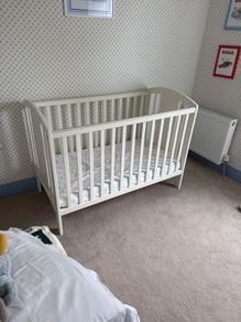 Cot, duvet, sheets
