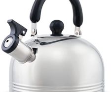 Camping Kettle 2L - Stainless Steel Whistling Kettle - Portable Boiling Pot for Coffee Tea - Camping Kettle for Gas Stove with Folding Spout Cover & Cool-Touch Handle - Camping Accessories