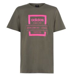 BNWT Adidas Label Linear khaki/pink T-shirt size L Postage included