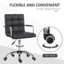 PU Leather Office Chair, Swivel Computer Chair with Arm, Wheels, Adjustable Height, Mid Back, Black Image 4