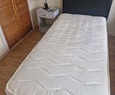 single bed base, mattress and headboard