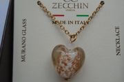 Murano glass heart pendant, Valentine's Day Jewellery, Necklace, Gift