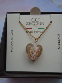 Murano glass heart pendant, Valentine's Day Jewellery, Necklace, Gift
