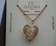Murano glass heart pendant, Valentine's Day Jewellery, Necklace, Gift