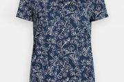 BNWT Seasalt Cornwall Navy Blue White Botanical Leaf Appletree T-Shirt Top