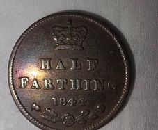 1844 half farthing Victoria 1st Portrait