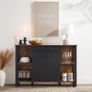 _Sideboard, Kitchen Cabinet with Drawer, Side Cabinet with Doors, Multi-Purpose Cabinet, Metal Frame, Cabinet for Living Room, Dining Room, Hallway, Vintage Brown/Black Image 2