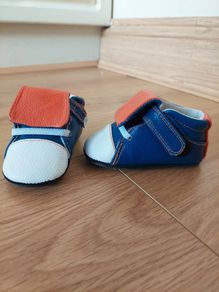 Jack & Lily Baby Boy Moccasins (Blue/Orange/White)