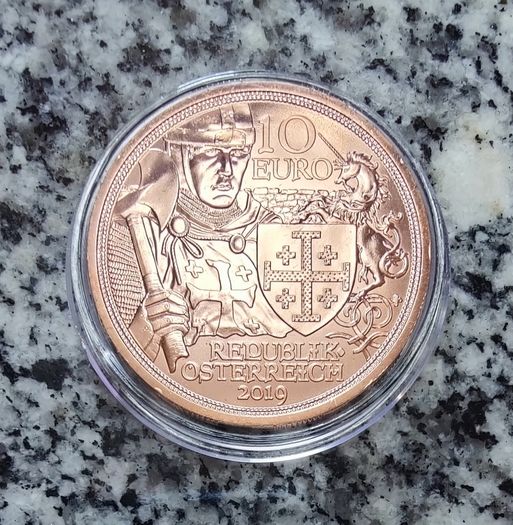 Set of Five Austria 10 Euro Copper Coins Uncirculated Knights Tales