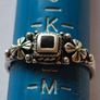 Vintage Sterling Silver Black Stone Floral Ring UK J/K EU 50 Image 3