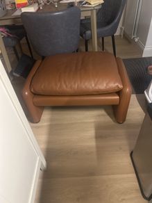 Cassina Brown leather Foot stool