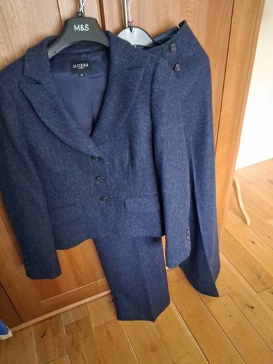 Stunning Hobbs Fully Lined Pure Wool Navy Trouser Suit 10-12