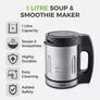 Tower Stainless Steel Soup & Smoothie Maker with LED Control Panel, 1L, Silver, T12056 Image 2
