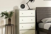Chest of Drawers, Dresser with 4 Fabric Drawers - White and Grey