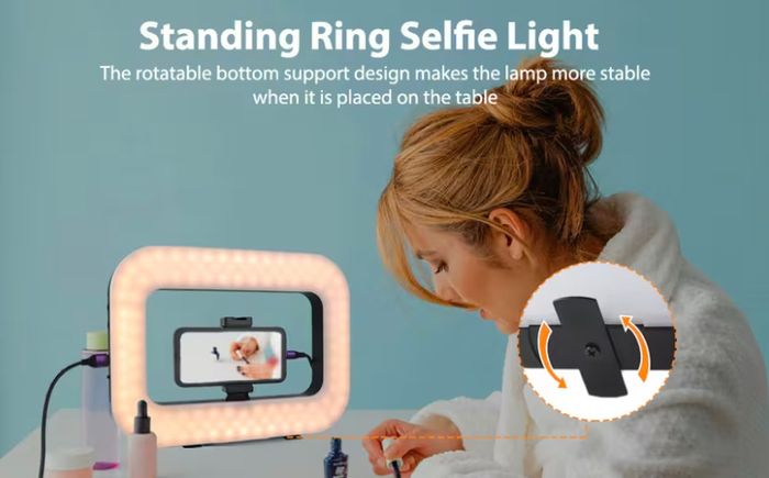 Smartphone Camera Stand, Handheld Circular Selfie Light Kit,