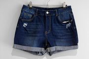 Pre Owned High-Waisted Distressed Denim Shorts