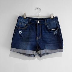 Pre Owned High-Waisted Distressed Denim Shorts
