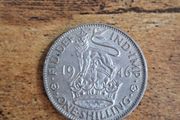 Great Britain UK 1946, One Shilling, George VI, English Crest, Silver Coin - free standard postage