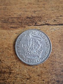 Great Britain UK 1946, One Shilling, George VI, English Crest, Silver Coin - free standard postage