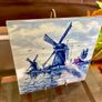 Vintage Handpainted Delft Blue Tile with Windmill and Boats Cottage Farmhouse Decor Image 6