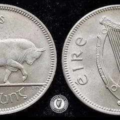 [#436] - Ireland 1968 | Irish 1s | One Shilling | Bull | KM.14a | UNC
