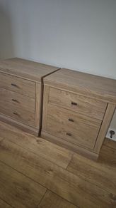 Large Oak-Effect 3-Drawer Bedside Lockers