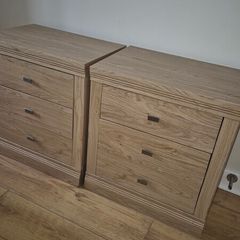 Large Oak-Effect 3-Drawer Bedside Lockers